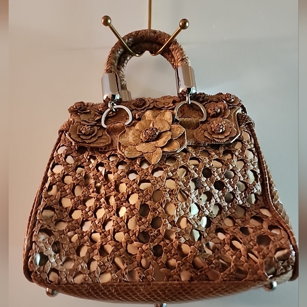 Vintage Tosca Blu Brown Woven Leather Handbag